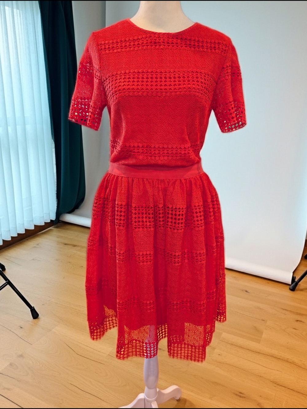 Michael Kors Red-Orange Coral Midi Dress